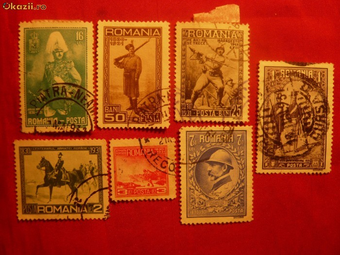 Serie :Centenarul Armatei Romane - 1931, 7 val.stampilate