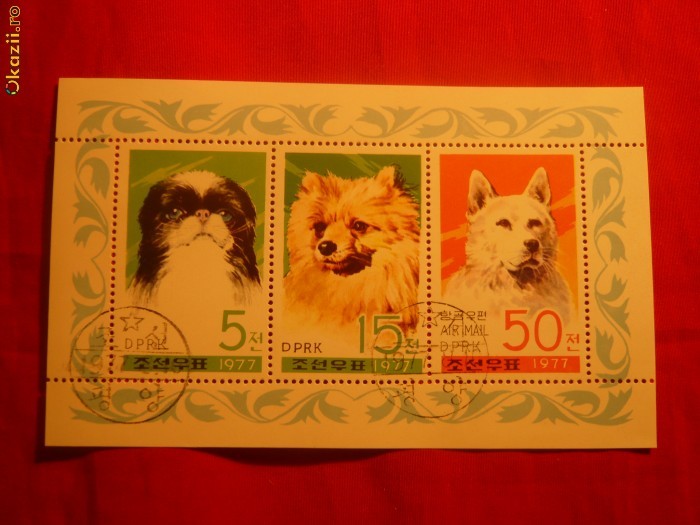 BLOC 3 valori stamp.- CAINI 1977 COREEA N BLOC 3 valori stamp.- CAINI 1977 COREEA N