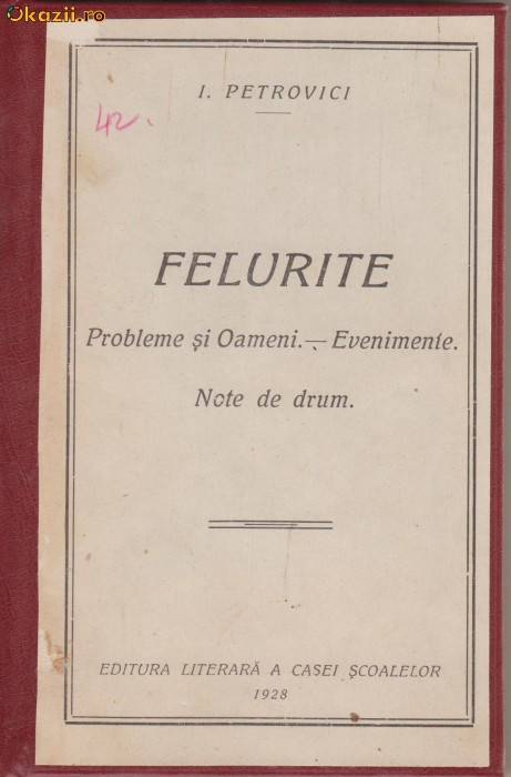 Ion Petrovici / Felurite : probleme si oameni ... (1928)