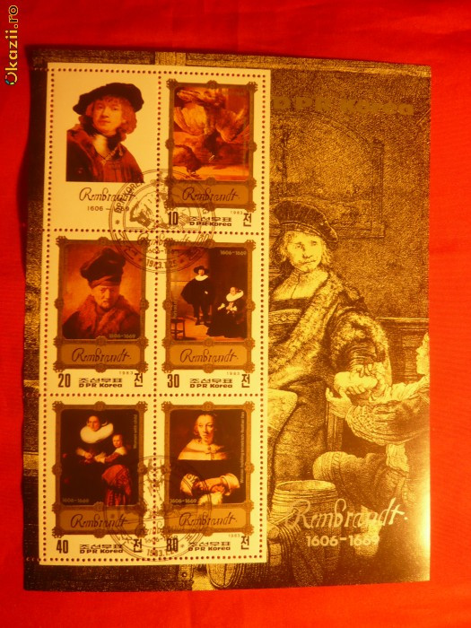 COLITA - PICTURA -REMBRANDT 1983 ,COREEA NORD,stamp.