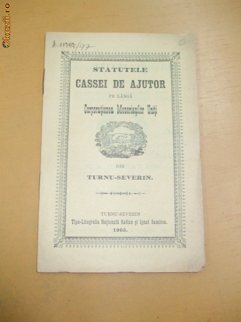 Statut Cassa aj. reciproc Corp. Meseriasilor Uniti T. Severin Statut Cassa aj. reciproc Corp. Meseriasilor Uniti T. Severin
