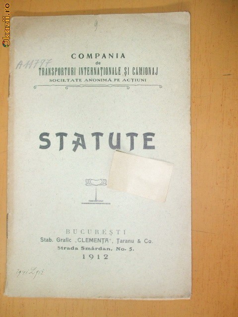 Statut-Compania Transporturi Internationale si Camionaj-1912