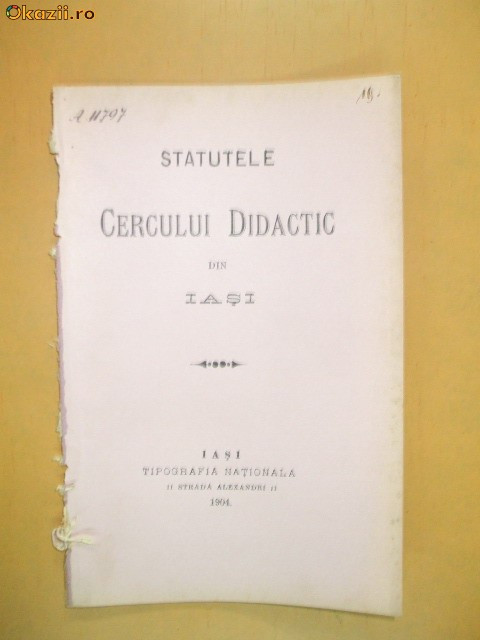 Statut cerc didactic Iasi 1904