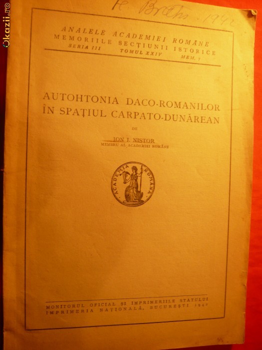 Autohtonia Daco Romanilor ...- de ION. I. NISTOR - 1942