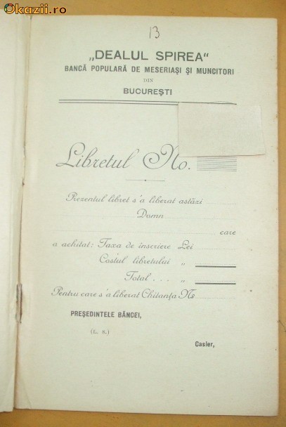 Statut Banca ,,DEALUL SPIREA&amp;quot; Buc. 1913