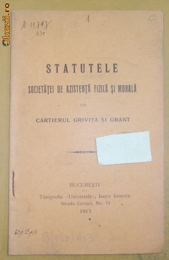 Statut Soc. asistenta fizica Buc. 1913 Statut Soc. asistenta fizica Buc. 1913