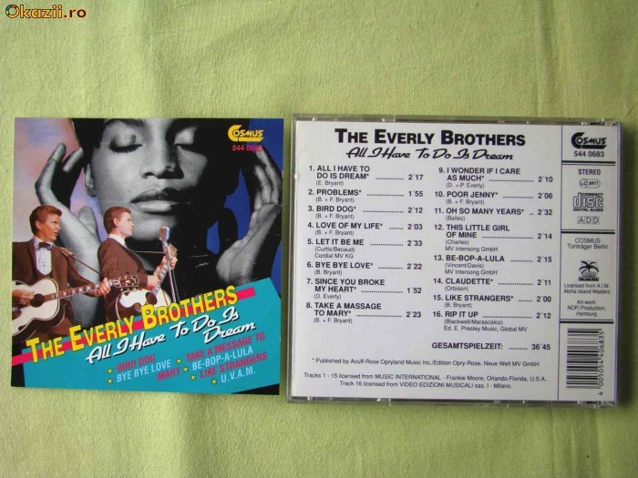 THE EVERLY BROTHERS - All I Have To Do Is Dream - C D THE EVERLY BROTHERS - All I Have To Do Is Dream - C D