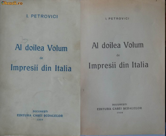 Petrovici , Al doilea volum de impresii in Italia , 1938