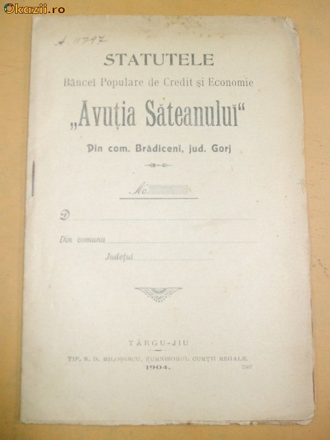 Statut Banca ,,Salvarea Sateanului&amp;quot; Giurgiu 1906