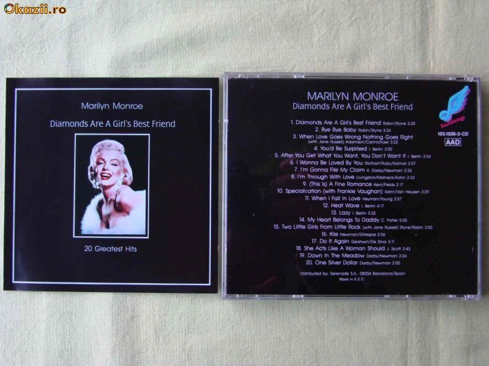 MARILYN MONROE - Diamonds Are A Girl's Best Friend - C D MARILYN MONROE - Diamonds Are A Girl's Best Friend - C D
