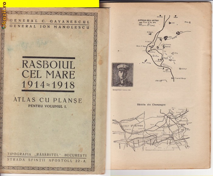 Atlas cu planse-Razboiul cel Mare- General Gavanescul-tema militara,WWI,WK1