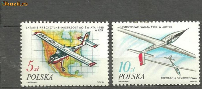 Polonia 1985 - AVIATIA SPORTIVA, serie nestampilata, B2