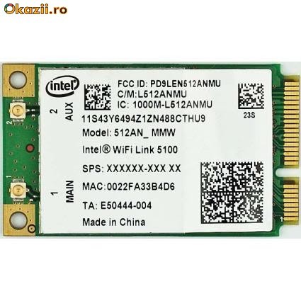 Placa retea laptop 512AN_MMW Intel WiFi Link 5100 a/b/g/Draft-N Placa retea laptop 512AN_MMW Intel WiFi Link 5100 a/b/g/Draft-N