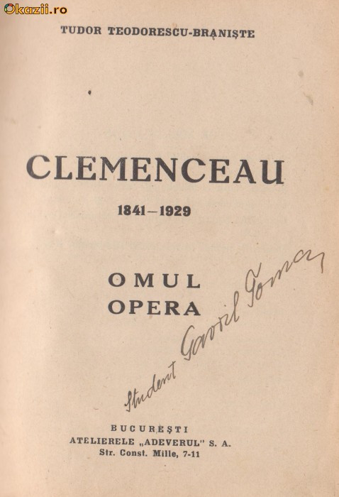 T.Teodorescu-Braniste / Viata lui Clemenceau (ed.veche)