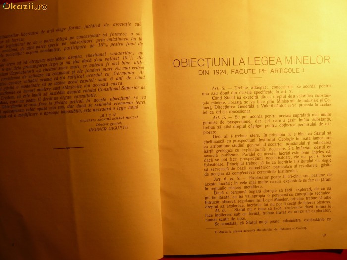 I.Gigurtu -Politica Miniera a Statului -Expl. Metalifere- 1931