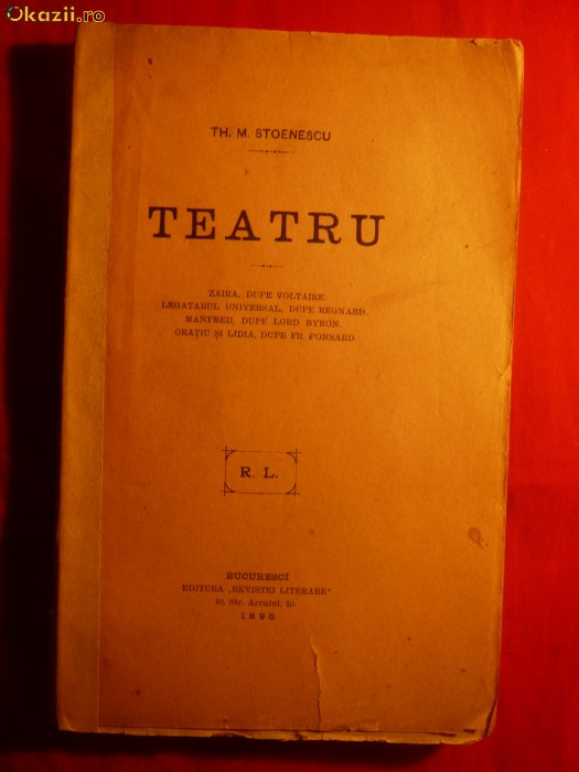 Th.M.Stoenescu - TEATRU -Prima editie 1896