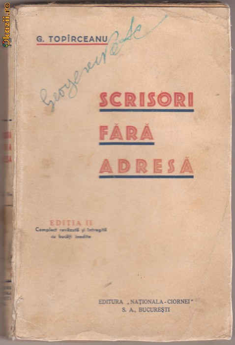 G.Toparceanu / Scrisori fara adresa (editia II, interbelica)