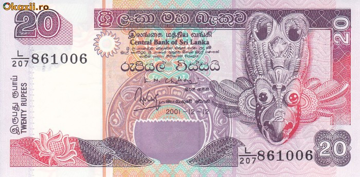 Bancnota Sri Lanka 20 Rupii 2001 - P116a UNC