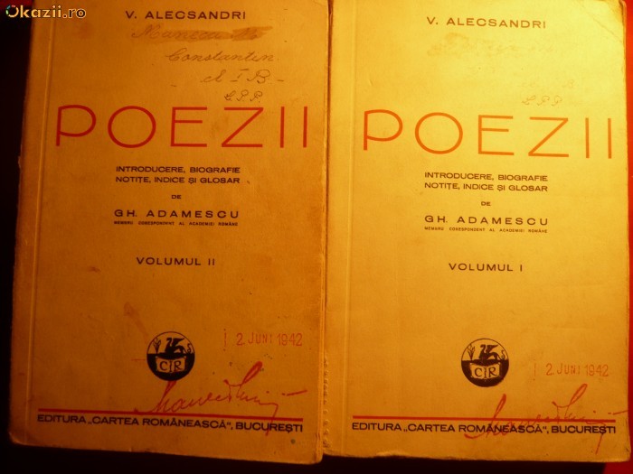 V. ALECSANDRI - POEZII - ed.1937 - VOL1 SI 2