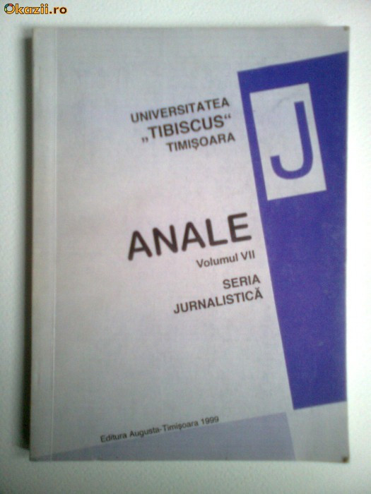 BANAT-ANALELE TIBISCUS,JURNALISTICA,TIMISOARA,1999