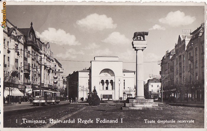 Timisoara - Bulevardul Regele Ferdinand, Statuia Lupoaica-tramvai Timisoara - Bulevardul Regele Ferdinand, Statuia Lupoaica-tramvai