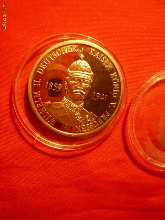 Medalie Wilhelm al II lea -ARGINT - batuta in RFG , d=4cm.