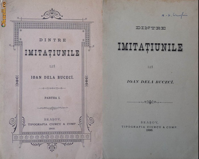 Dintre imitatiunile lui Ioan dela Bucegi , Brasov , 1900