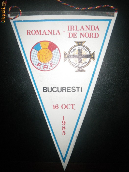 Fanion fotbal Romania - Irlanda de Nord 1985