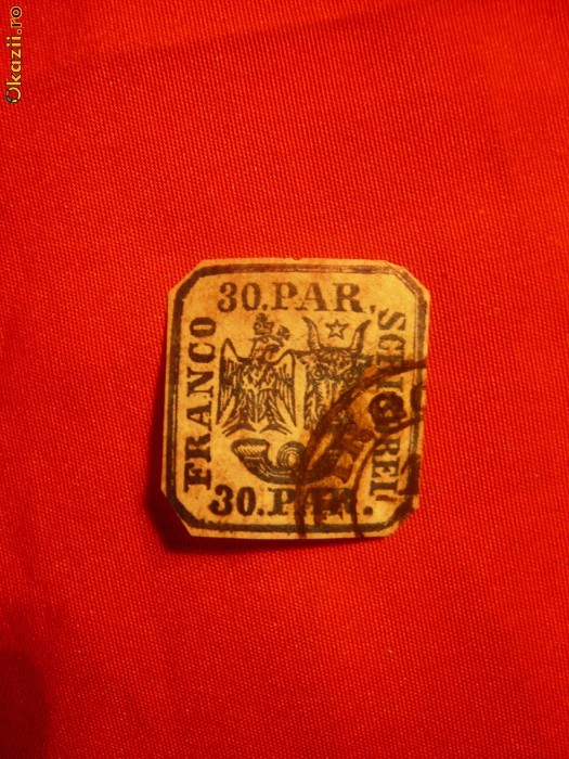 30 PARALE Albastru, Principatele Unite-Emis.IIa stampilat 30 PARALE Albastru, Principatele Unite-Emis.IIa stampilat