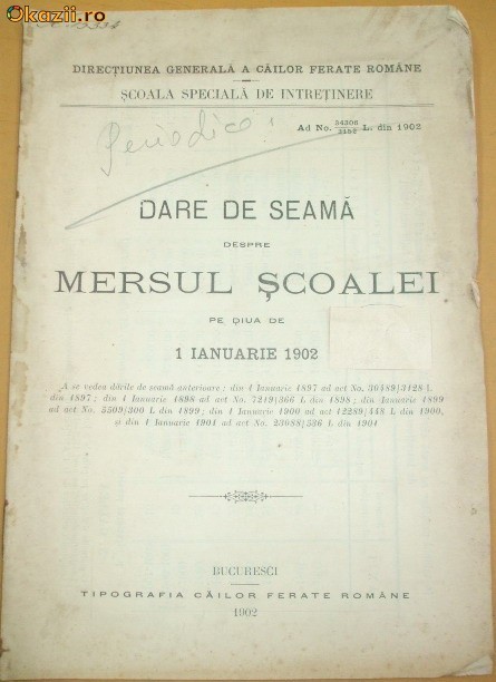 C.F.R.-Dare de Seama -Scoala de Intretinere-1902 C.F.R.-Dare de Seama -Scoala de Intretinere-1902