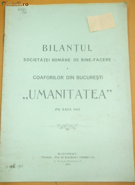 Bilant-Soc. Coaforilor-Bucuresti-1910