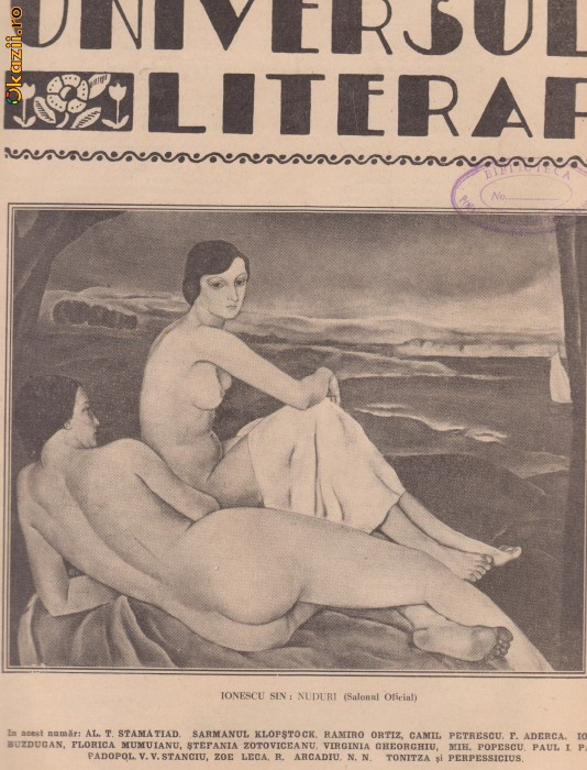 Universul Literar : Ionescu Sin - Nuduri (nr.23/1927)