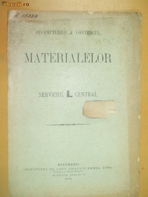 Decompturile si controlul materialelor la serv. central Decompturile si controlul materialelor la serv. central