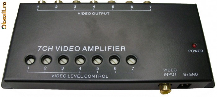 Distribuitor video, cu amplificare, 7 canale,video booster - 3204 Distribuitor video, cu amplificare, 7 canale,video booster - 3204