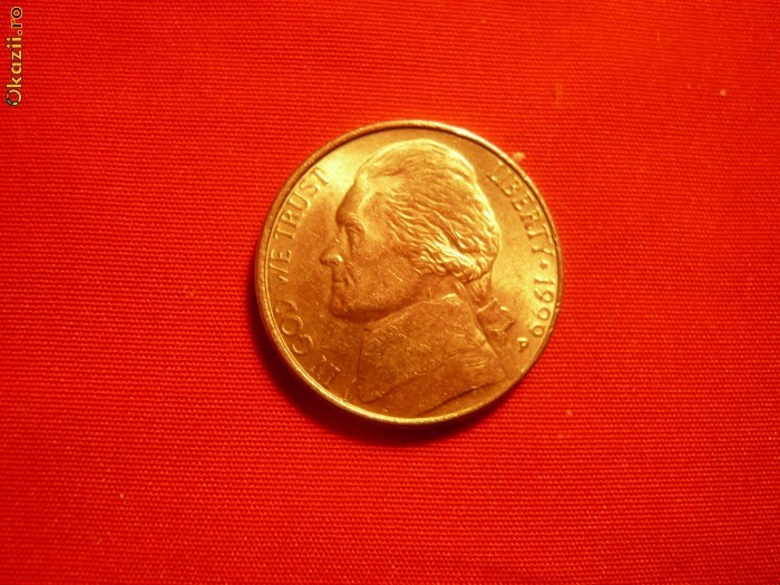 5 Centi SUA,lit.P,1999 Efigie schimbata ,cal.NC, met.alb