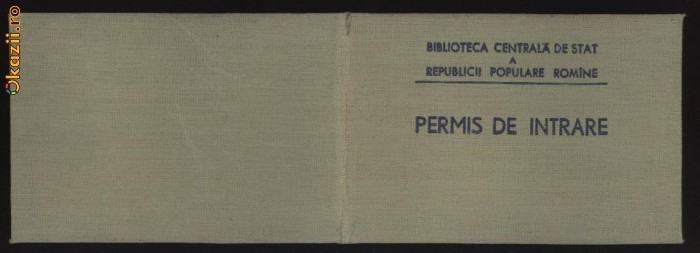 Biblioteca Centrala de Stat, Permis de intrare, 1959
