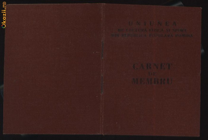 Carnet de membru , Uniunea de Educatie Fizica si Sport , 1961