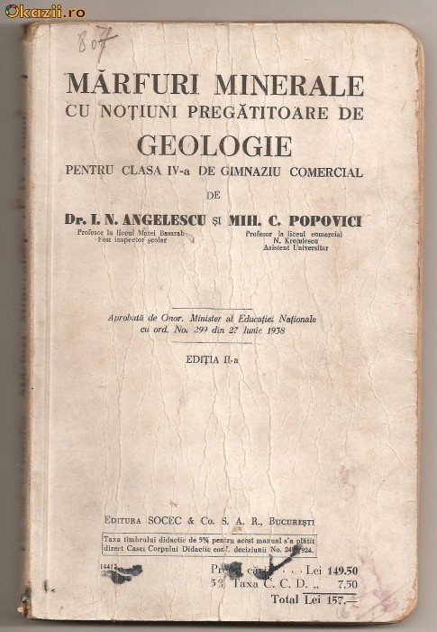 (C66) MARFURI MINERALE DE ANGHELESCU SI POPOVICI (C66) MARFURI MINERALE DE ANGHELESCU SI POPOVICI