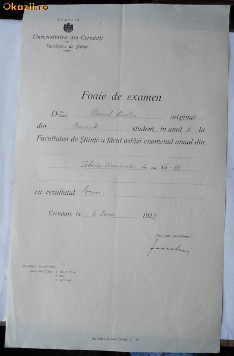 Semnatura olografa a istoricului Ion Nistor pe document , 1929