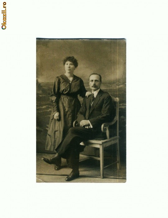 H FOTO 70 Barbat in jilt si femeie -sepia -scrisa si datata 1920