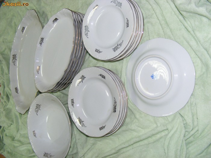 Set Farfurii Portelan Dantelat Si Pictat Filigran Aurit Okazii Ro