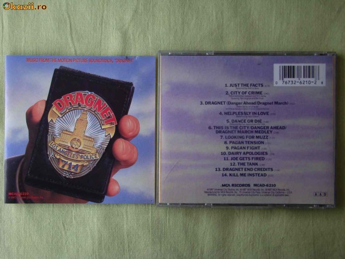 DRAGNET - Motion Picture Soundtrack - C D Original ca NOU DRAGNET - Motion Picture Soundtrack - C D Original ca NOU