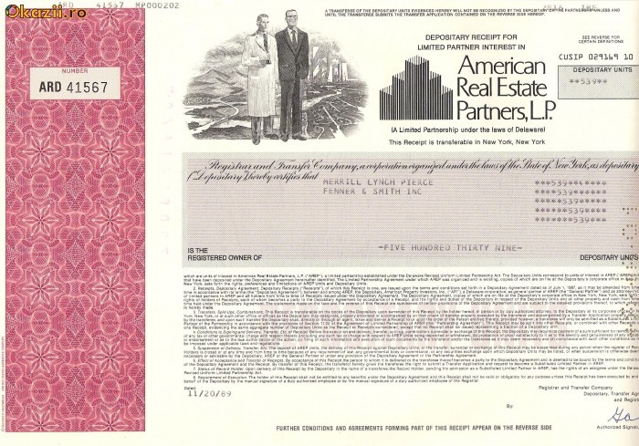 253 Actiuni -American Real Estate Partners, L.P. -seriaARD41567 253 Actiuni -American Real Estate Partners, L.P. -seriaARD41567