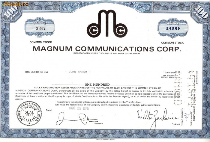 241 Actiuni MAGNUM COMMUNICATIONS CORP.-seria J 3347