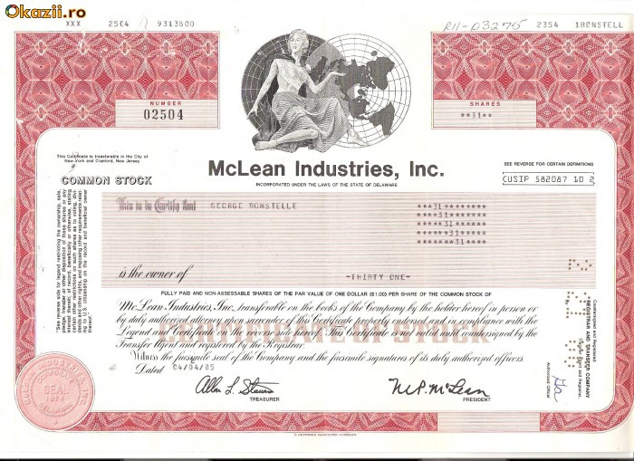 248 Actiuni -McLean Industries, Inc.-seria 02504