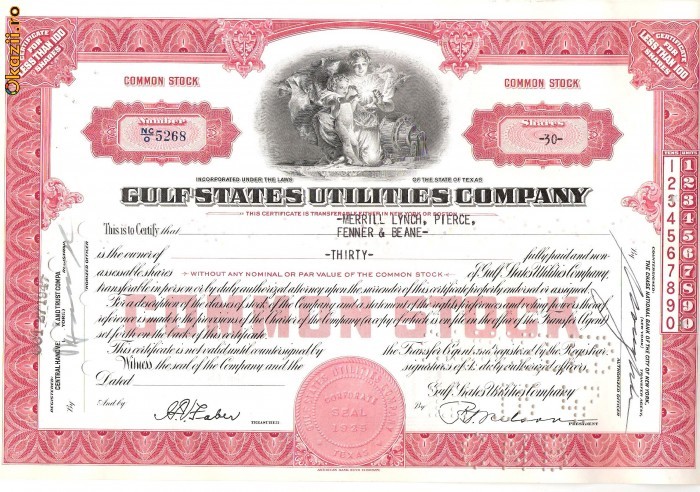 370 Actiuni -GULF STATES UTILITIES COMPANY-seria NC/O5268