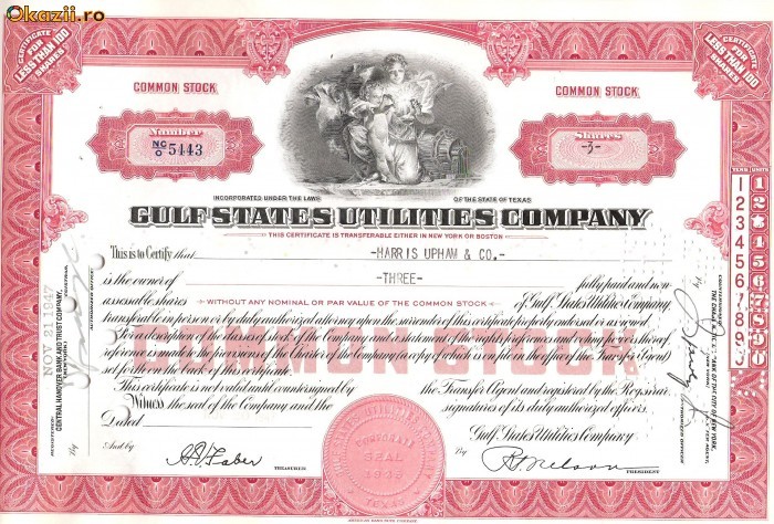 364 Actiuni -GULF STATES UTILITIES COMPANY-seria NC/O5443 364 Actiuni -GULF STATES UTILITIES COMPANY-seria NC/O5443