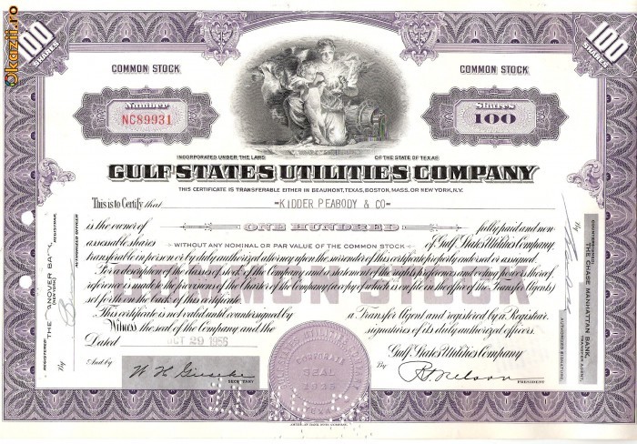 372 Actiuni -GULF STATES UTILITIES COMPANY-seria NC89931