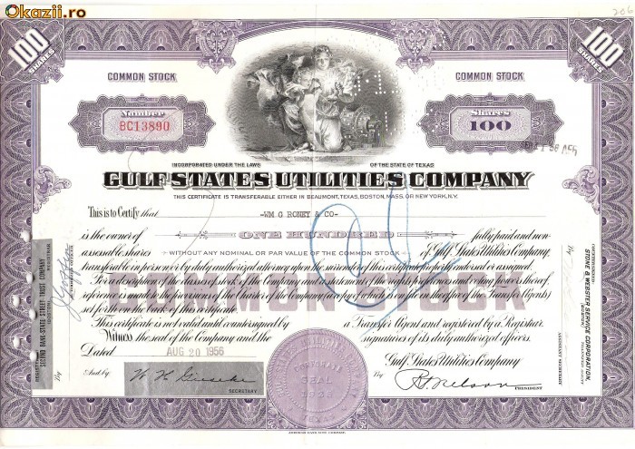 359 Actiuni -GULF STATES UTILITIES COMPANY-seria BC13890 359 Actiuni -GULF STATES UTILITIES COMPANY-seria BC13890