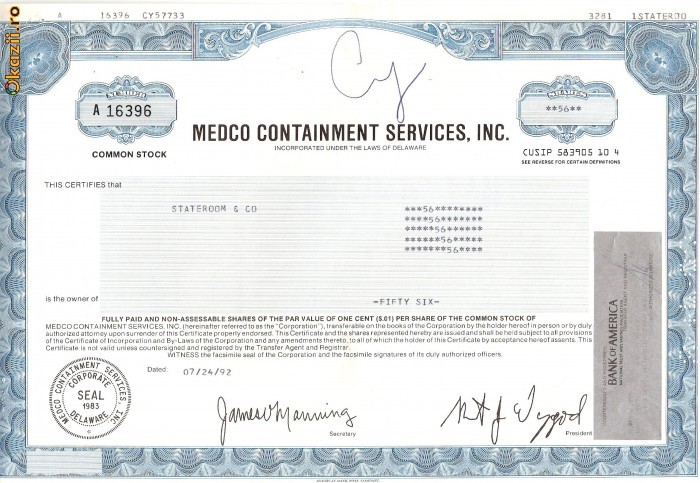 448 Actiuni -MEDCO CONTAINMENT SERVICES, INC.-seria A16396